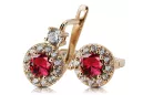 14K Rose gold Ruby Earrings Vintage craft cec003r